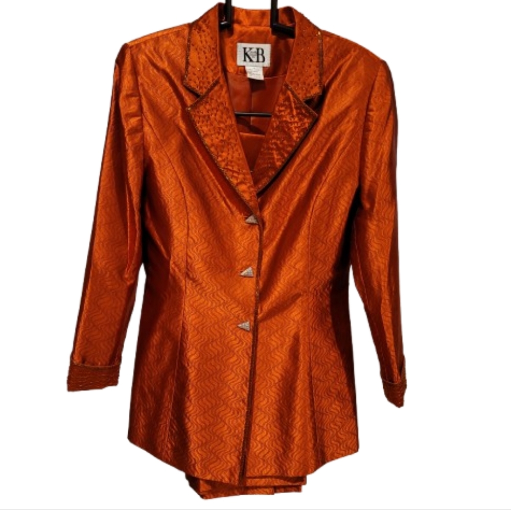 Women's Copper Satin Blazer Jacket & Skirt - Picture 4 of 7